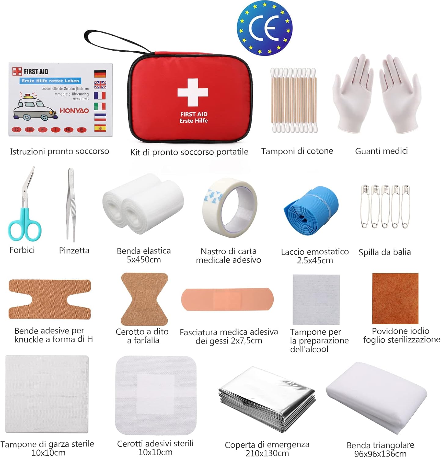 HONYAO® Kit di Pronto Soccorso Portatile 90 Pezzi immagine 2