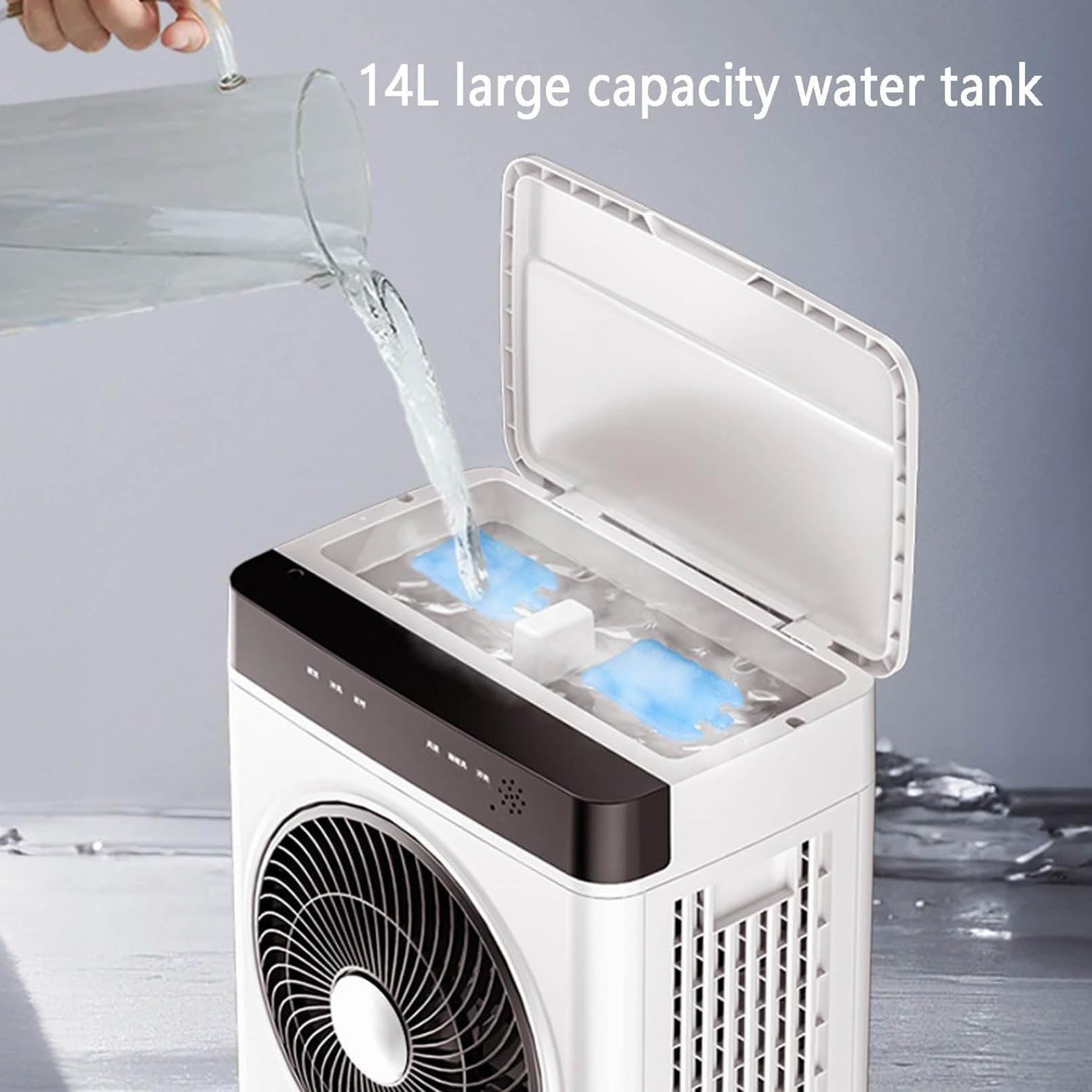 Raffreddatore d'aria evaporativo, condizionatori d'aria portatili, ventilatore raffreddante oscillante con 3 velocità, timer 12H, telecomando, raffreddatore d'aria per camera da letto e home