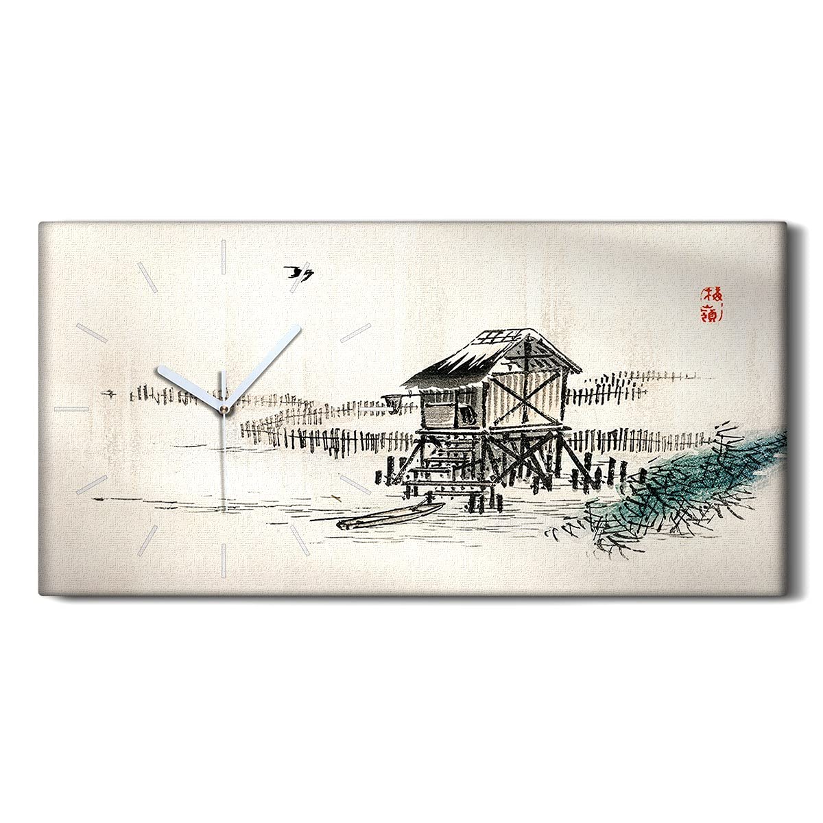 Horloge d'art moderne Coloray 60x30cm tableau sur toile de qualité supérieure paysage lac