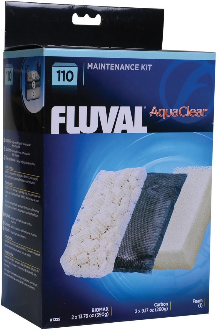 Fluval AquaClear 110/500 Filter Media Kit: 3-Stage Filtration, Bio-Max, Carbon, Foam, 0.5 lbs