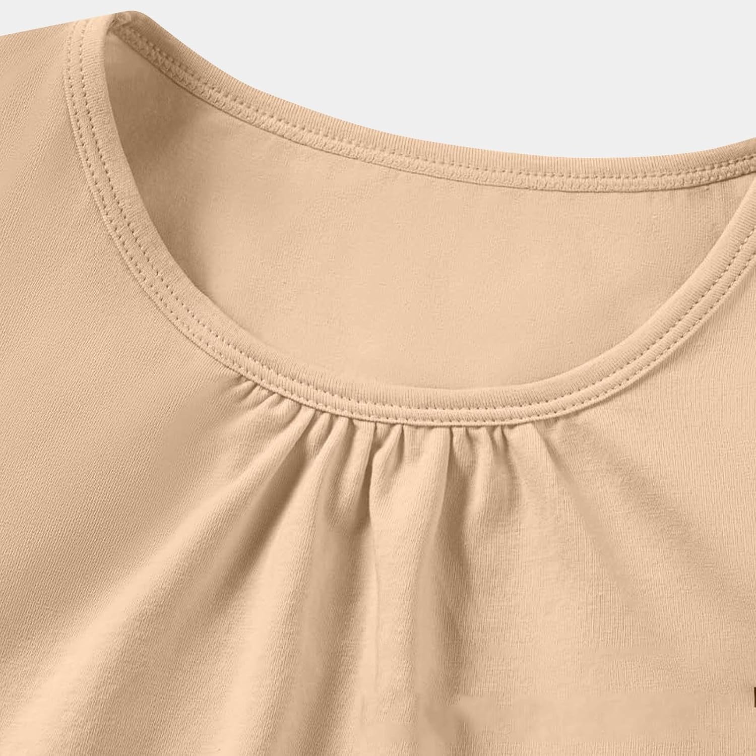 Girls Cap Sleeve T Shirts Kids Summer Crewneck Shirts Ruched Front Solid Color Tops Casual Loose Fit Tee for Daily