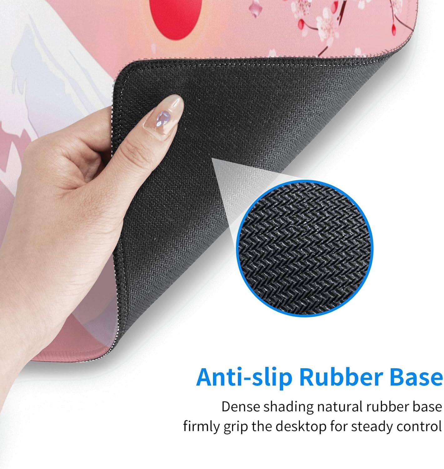 Gaming Mouse Pad, Mousepad with Cherry Blossom Pattern, XXL Mouse Pad Non-Slip Base and Stitched Edge 31.5×12in, Desk Pad Mat for Keyboard and Mouse, Large Mouse Mat for Desk for Women