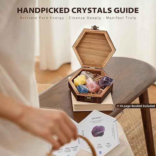 Miniatura 5 de Juego de 7 Cristales Curativos de Chakras - Piedras en Bruto Grandes Amatista, Cuarzo Rosa, Citrino, Lapislázuli, Cuarzo Transparente, Ojo de Tigre,