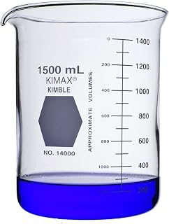 Kimble Borosilicate Glass Low Form Griffin Beakers, 1500mL Capacity (Case of 16)