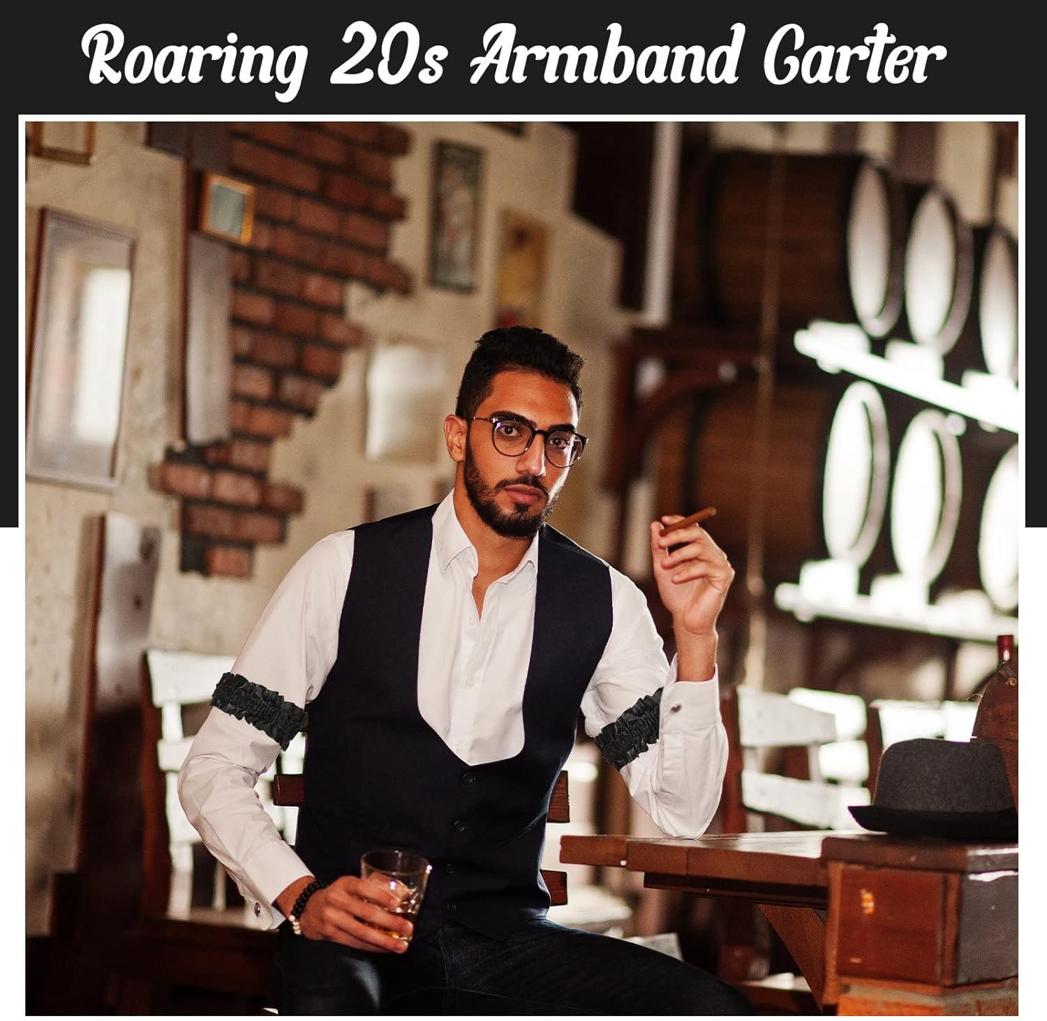 Neer 4 Pcs Roaring 20s Armband Garter Anti Slip Arm Garters for Men