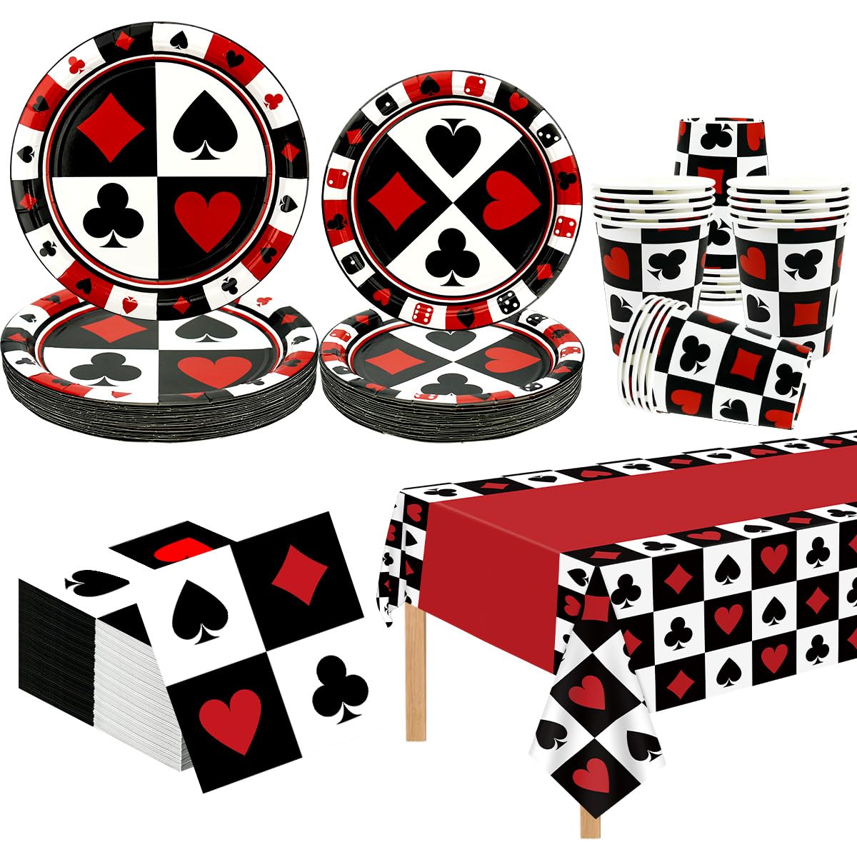 Casino Theme Party Decorations, Include Plates, Napkins, Cups, Tablecloth for Casino Night Party Decorations, Serves 20 Guests