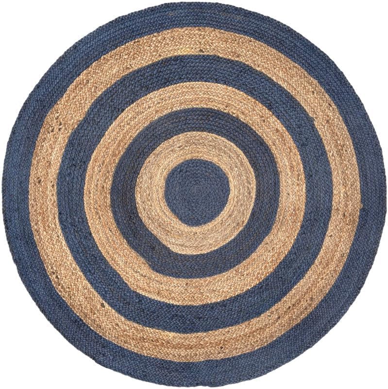 Tapis en jute bohème marine 300x300 cm pour cuisine et salle à manger