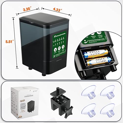 Miniatura 3 de Comedero automático grande para peces, 14 onzas líquidas, dispensador patentado de tanque de alimentos para acuarios con temporizador, alimentación