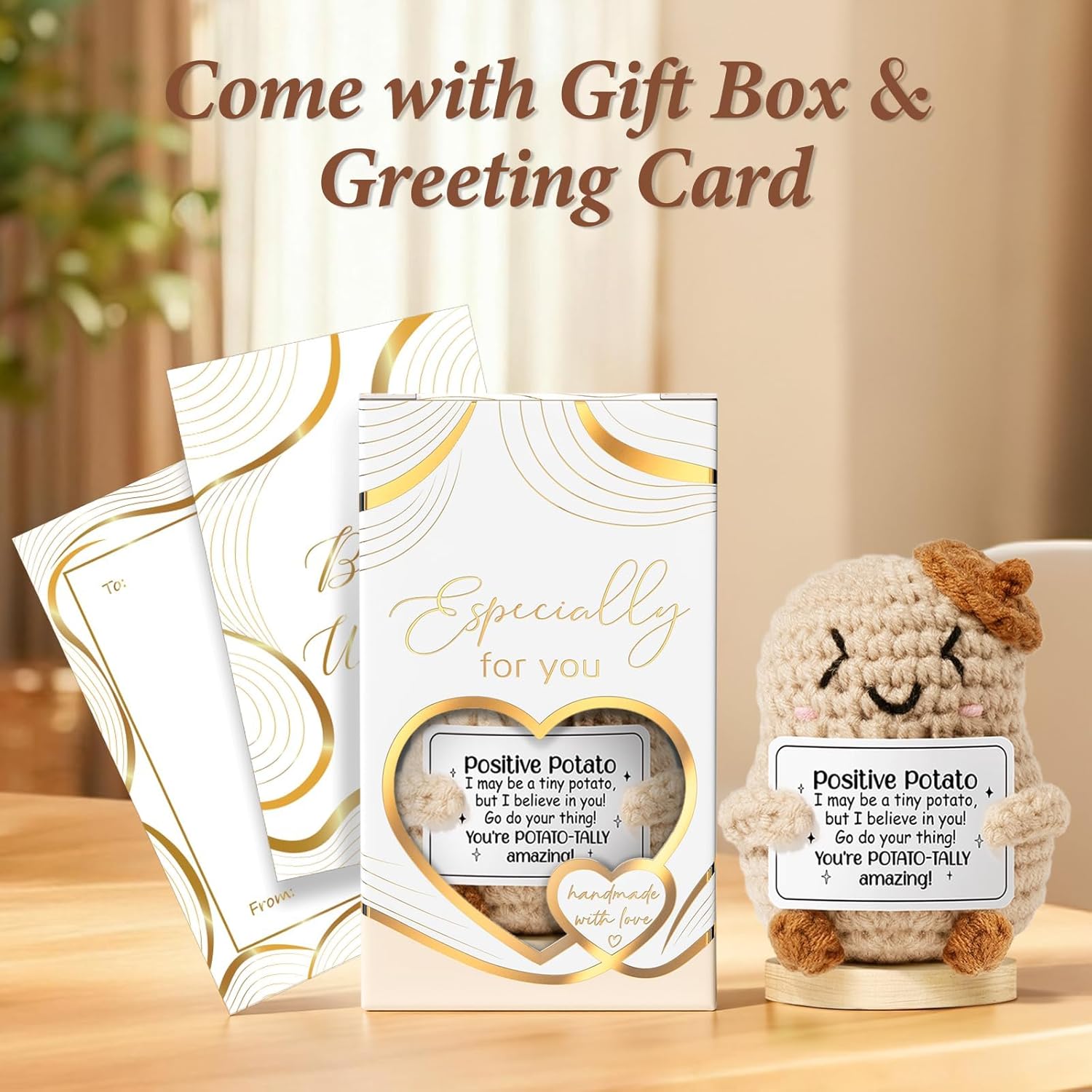 Emotional Support Crochet Positive Bee Inspirational Cheer Up Gifts for Women, Handmade Positive Crochet Bee Gift Thank You Birthday Valentines Teacher Appreciation Gifts for Coworker Nurse Mom Friend - Image 4