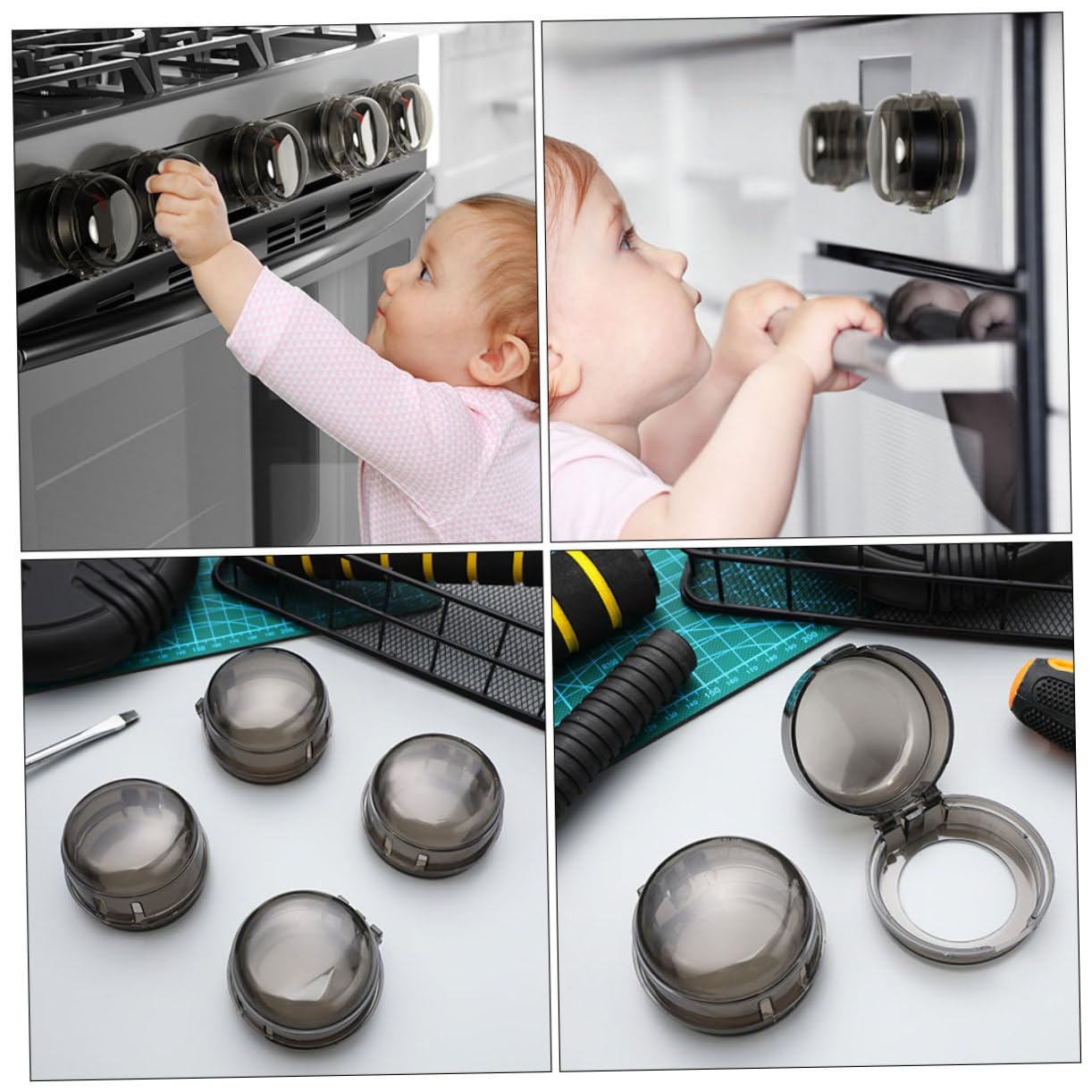 Couvercles de Boutons de Cuisinière à Gaz Noirs PC 8 Pièces