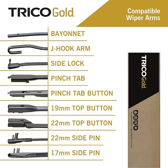 TRICO GoldTM (18-2618) 26 & 18 Inch Pack of 2 Automotive Replacement Windshield Wiper Blades for My Car Super Premium All Weather Beam Blade for Select Vehicle Models