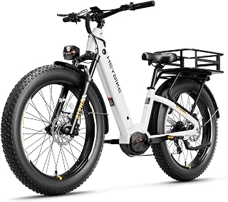 Heybike Alpha Electric Bike for Adults,1500W Peak Mid-Drive,28MPH Off-Road E-Bike with 680Wh Battery (70 Miles),26" x 4.0 Fat Tires with 8-Speed,Torque Sensor,Hydraulic Brakes & Front Suspension