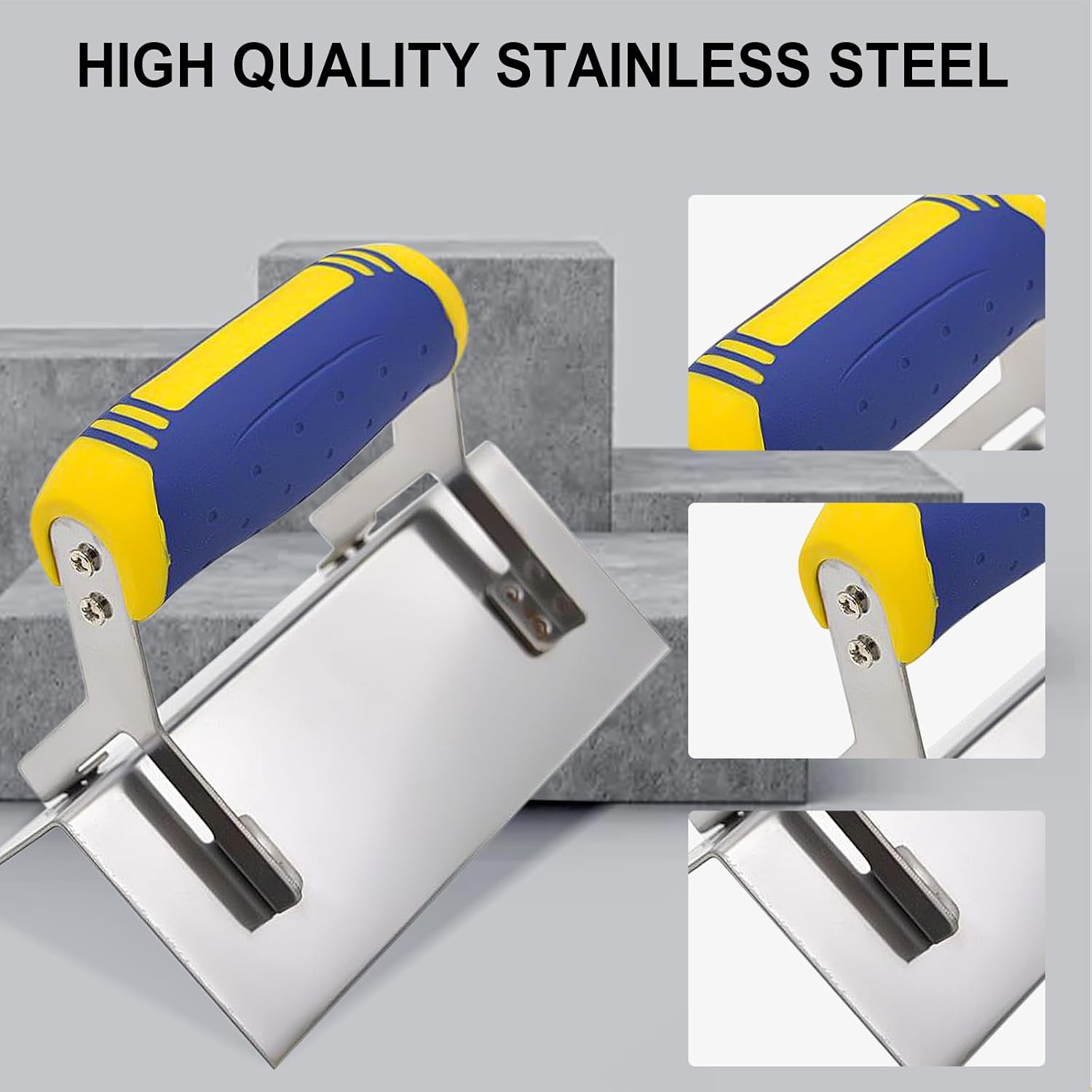 aienvh Stainless Steel 4 Pcs Drywall Corner Knife Set, Corner Trowel Concrete Hand Edger and Groover Tools Set Plaster Stucco Cement Plastering Bricklaying Finishing Tool Kit