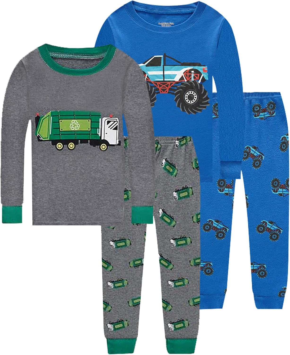 Dolphin&Fish Boys Cotton Pajamas 4Pieces Set Long Sleeve Boys Toddler Sleepwears Kids Clothes.