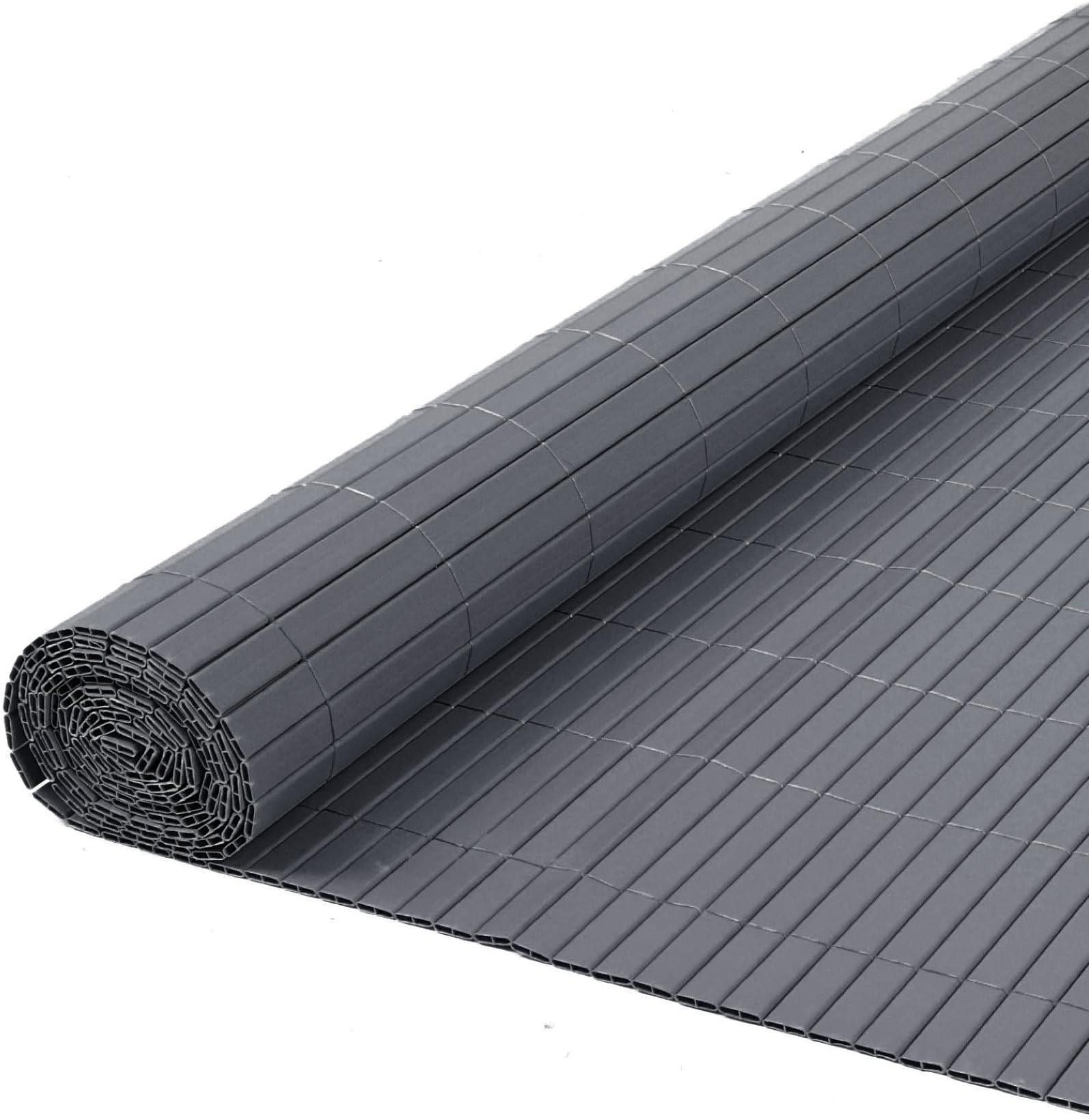 2m x 4m PVC Garden Fence Artificial Bamboo Slat Privacy Balcony Screening Grey