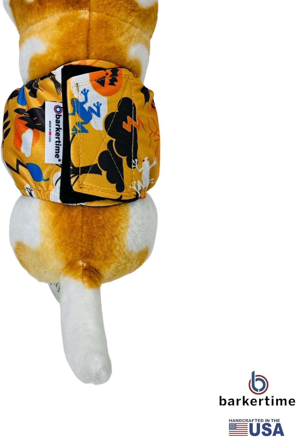 Happy Frog on Orange Dog Belly Band, M Male Dog Diaper - Made in USA