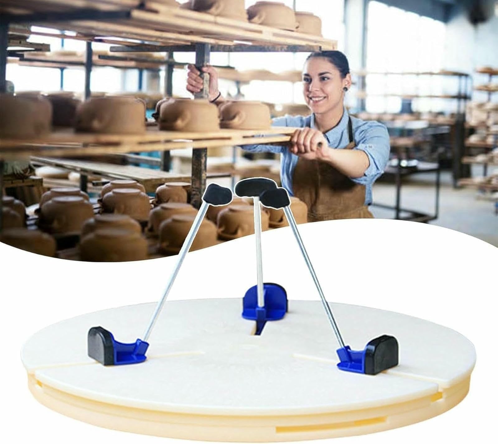 Abrazadera giratoria para máquina de cerámica, agarre triangular ajustable para una sujeción segura, herramienta de arcilla de fácil reparación