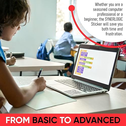 Vista 73 de Synerlogic (5 unidades) Pegatina de atajos de Mac OS, calcomanías de teclado para macOS, vinilo laminado sin residuos, hoja de trucos para MacBook