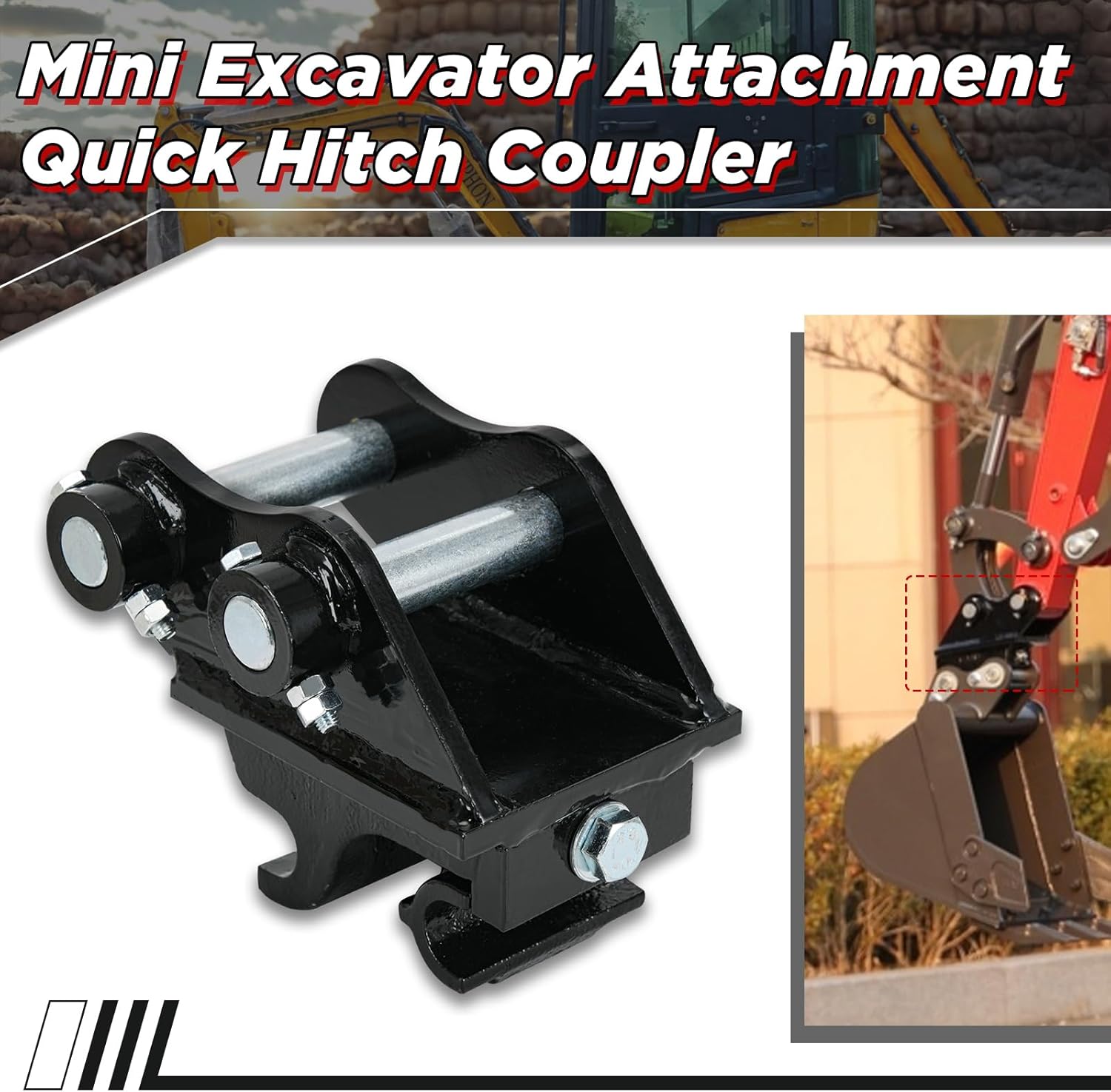 Mini Excavator Quick Hitch Coupler, Mechanical Quick Change Hitch Attachments Compatible with 0.8-3 Tons Small Diggers, 25mm Hole Durable Steel Design - Image 6