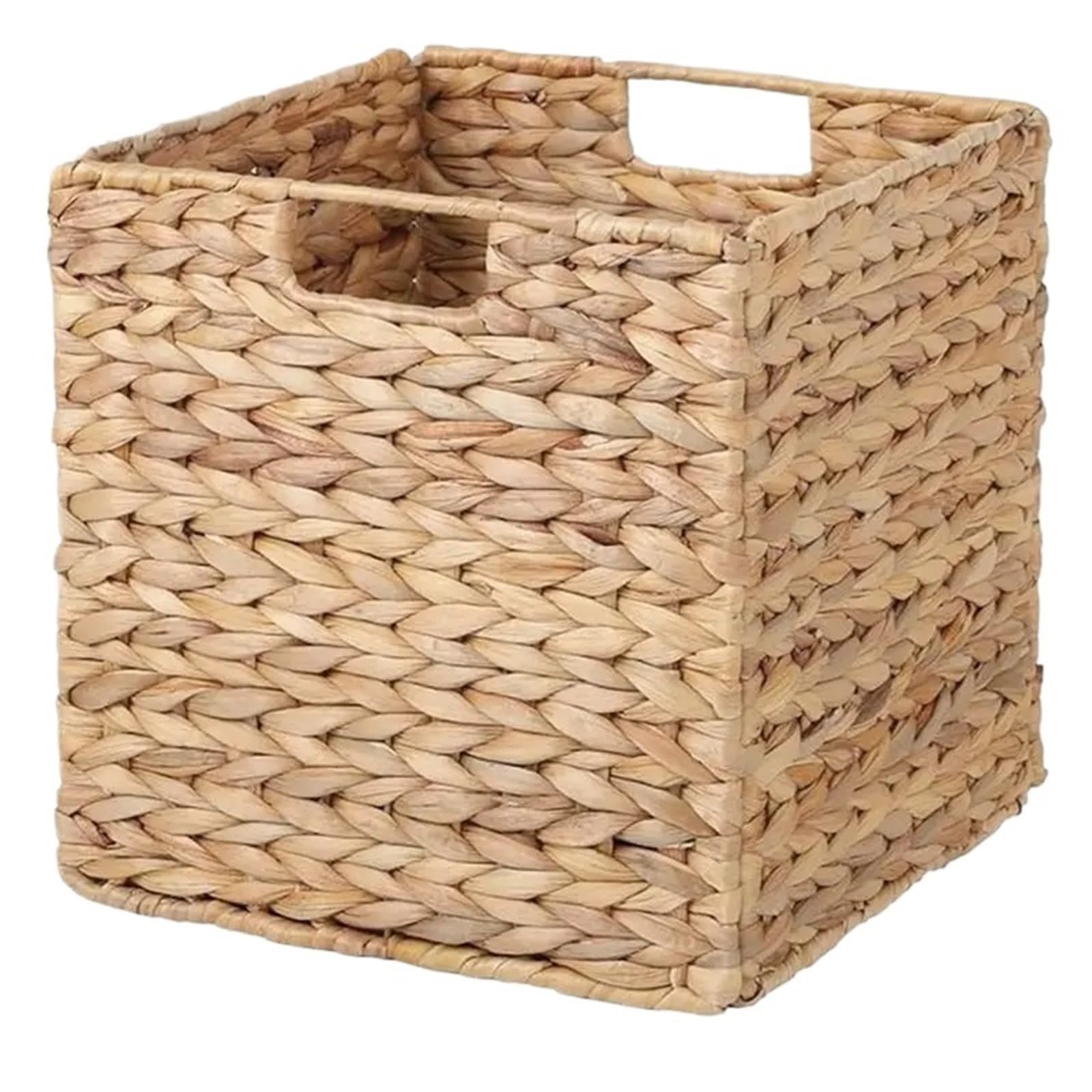 wicker basket storage 1 Pcs Storage Basket, Water Hyacinth Hand-Knitting Baskets, Convenient Square Wicker Cube Bins