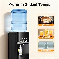 Vista 4 de Top Loading Water Dispenser, Hot & Cold & Warm Water Dispenser with Child Safety Lock & Double-Tier Locker, 5 Gallon Freestanding Top Load Cooler