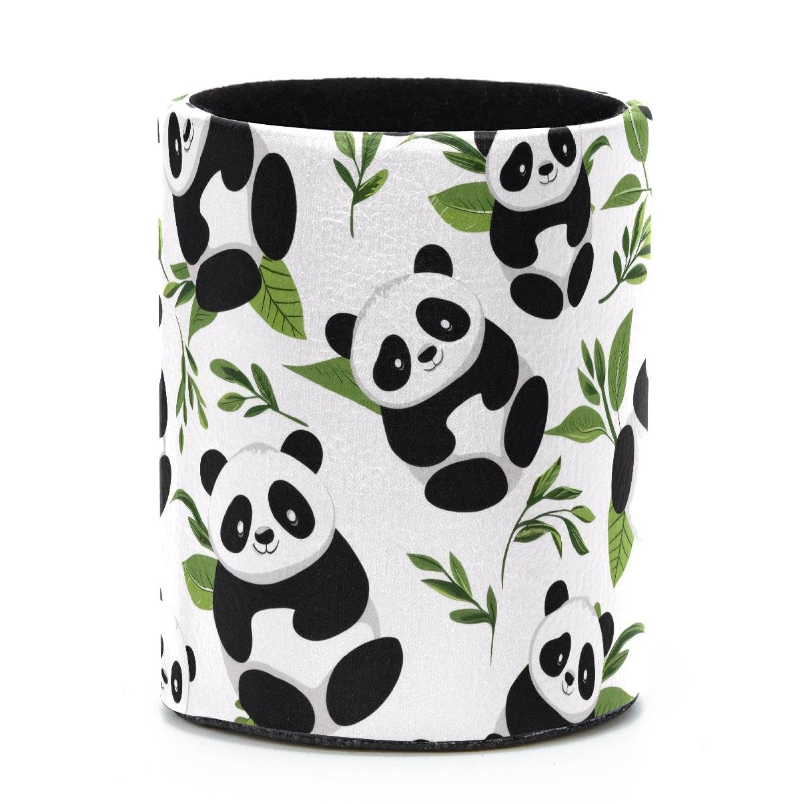VAPOKF Round Pencil Holders for Desk, Pandas Pen Holders Pen Pot Makeup Brushes Storage Desktop Stationery Supplies Organiser for Home Office