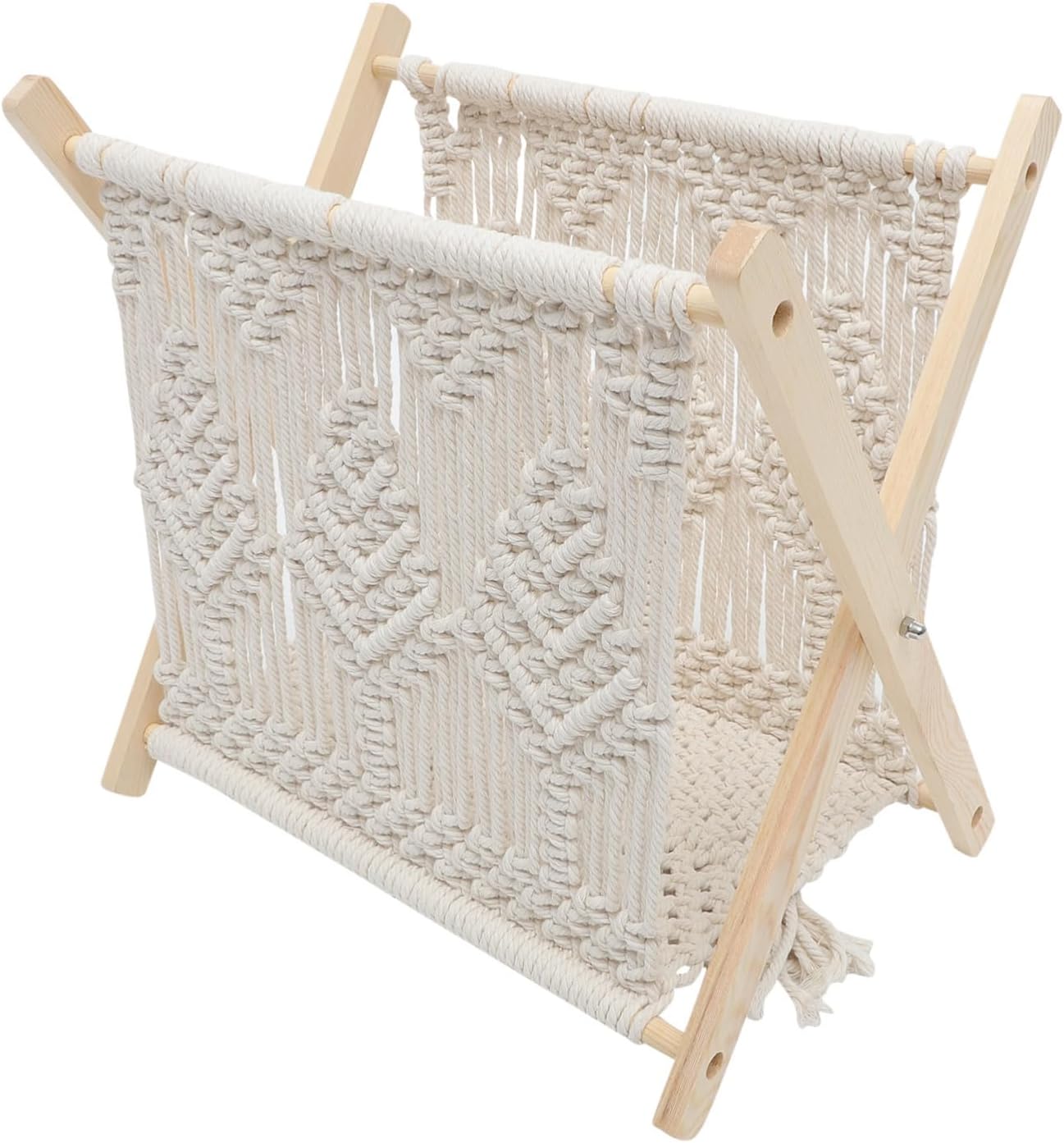 PRETYZOOM Baskets for Storage Rustic Woven Magazine Rack Handmade Cotton Holder Standing Desktop Storage Rack Space-saving Home Decor