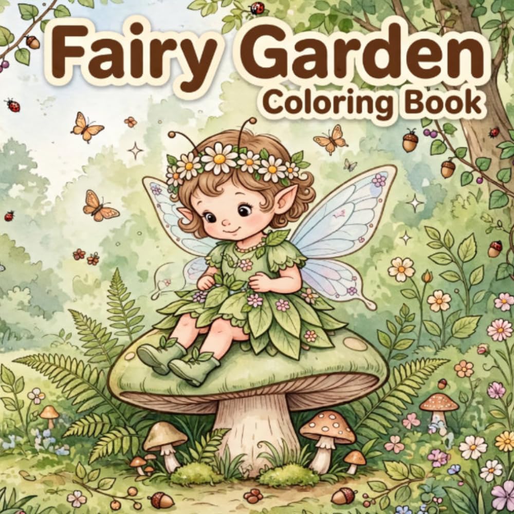 Fairy Garden Coloring Book: A Whimsical Coloring Book of Woodland Fairies, Mushrooms & Enchanted Gardens