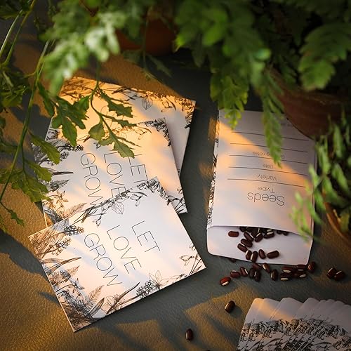 Miniatura 6 de Teling Paquete de 100 unidades de papel kraft sin relleno, sobres rústicos autoadhesivos, sobres de almacenamiento de flores pequeñas, recuerdos de