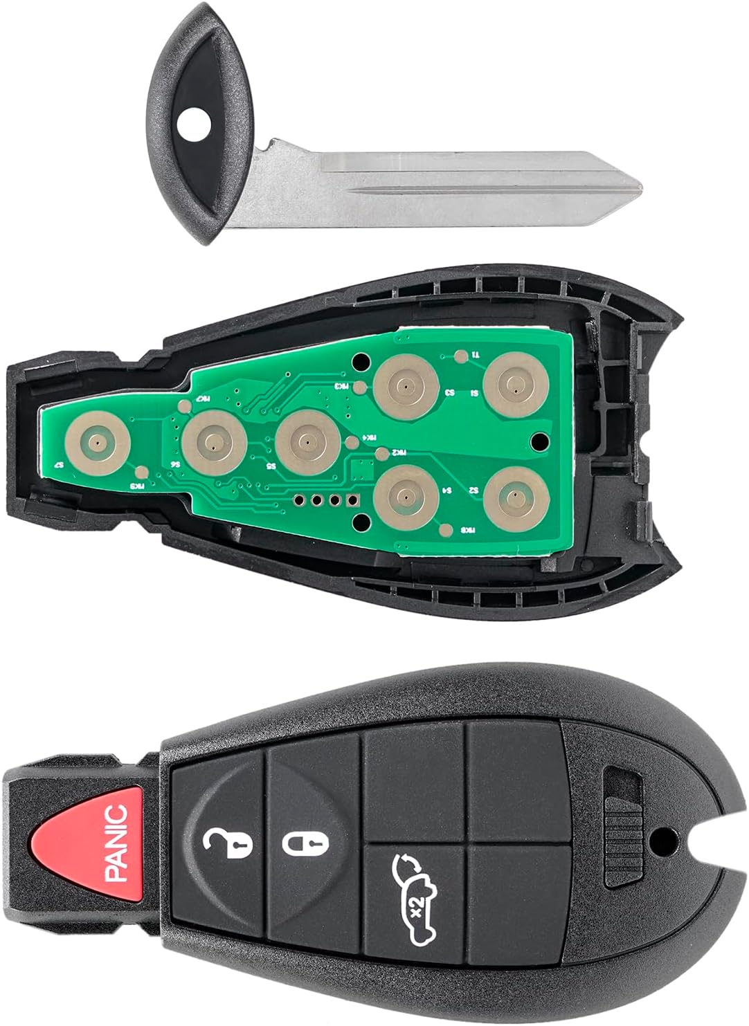 Unifizz 4 Buttons Replacement Keyless Entry Remote Car Key Fob GQ4-53T with Door Key for J-e-ep Cherokee 2014-2019