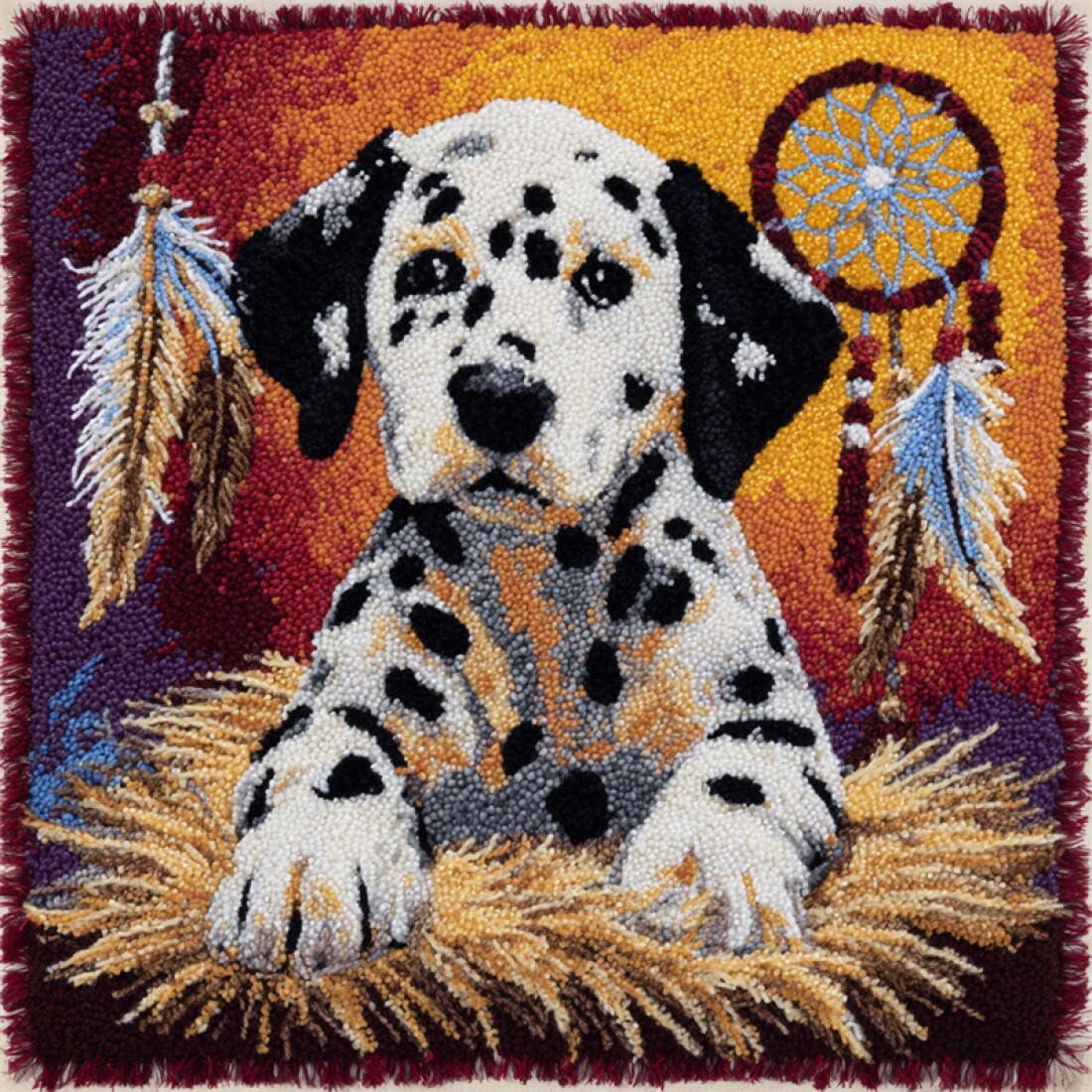 Kitquiver Animal Cushion Making Kit Dogs and Dreamcatchers DIY Tapestry Throw Pillow Cover Needlepoint Cushion Kits for Home Décor Needlework Kit for Beginners 17x17In