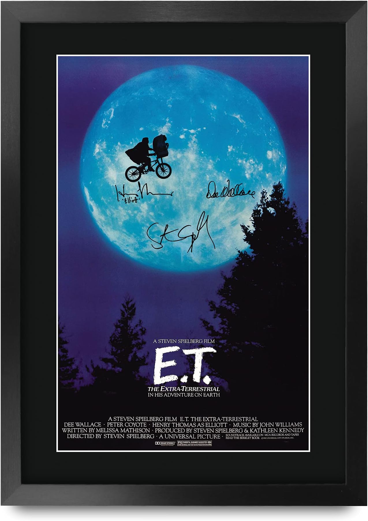 HWC Trading A3 FR E.T. the Extra-Terrestrial Movie Poster Henry Thomas Dee Wallace Steven Spielberg Signed Gift FRAMED A3 Printed Autograph Film Gifts Print Photo Picture Display…