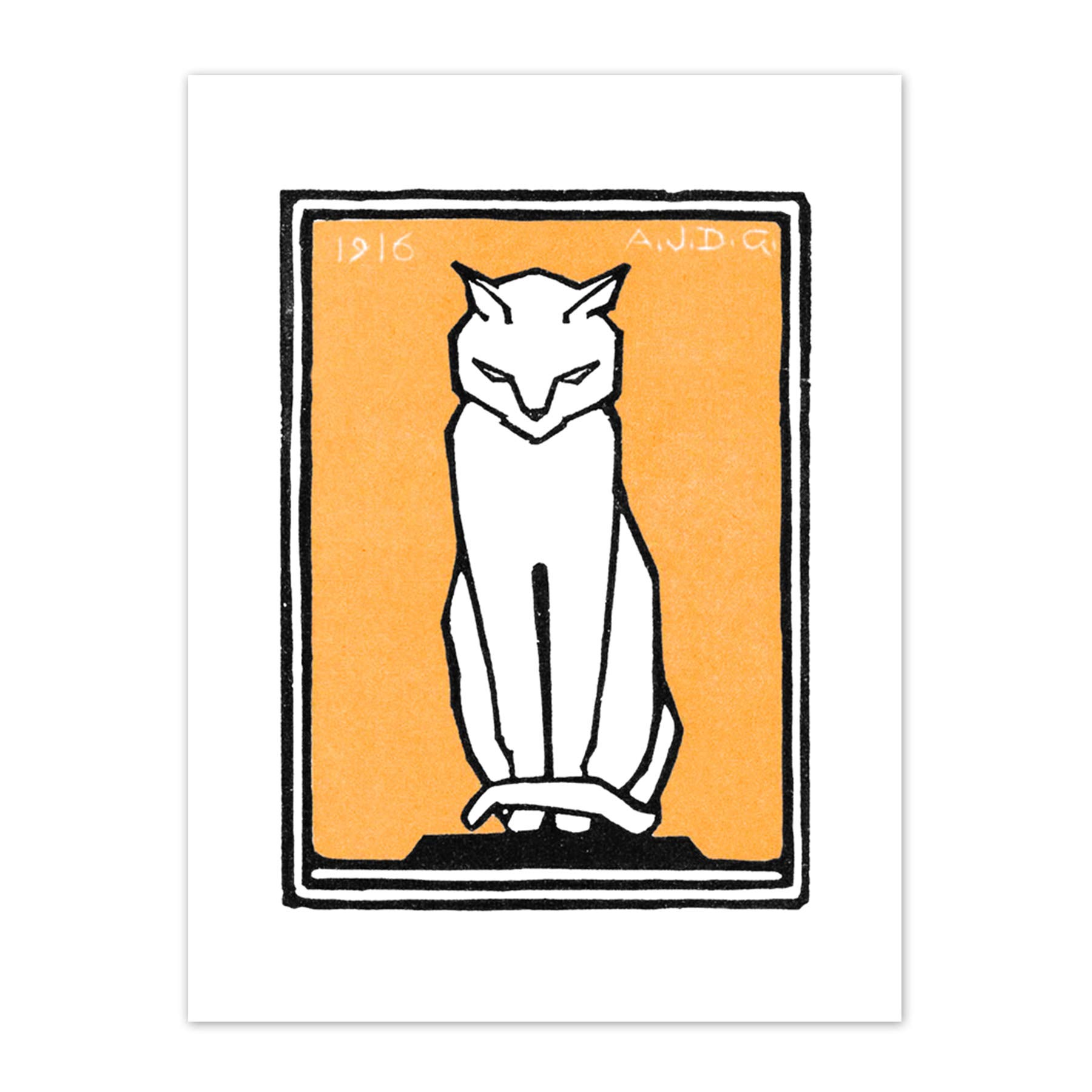 Wee Blue Coo Sitting Cat 1916 Julie De Graag Art Print Canvas Premium Wall Decor Poster