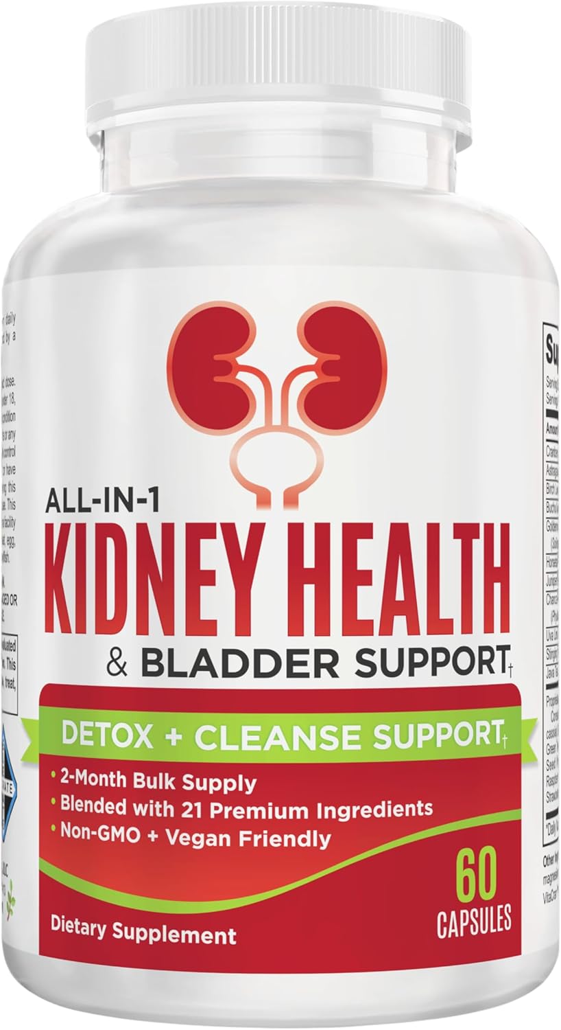 2-Month Kidney & Bladder Support Supplements | Men & Women | Total Urinary Tract Health Supplement Complex | 60 Capsules