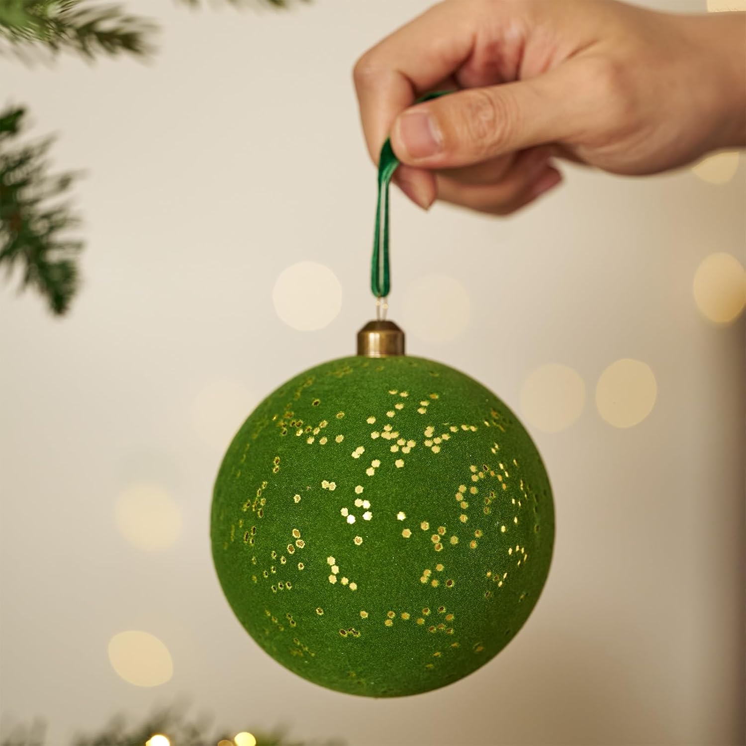 DN DECONATION 4PCS Christmas Ball Ornaments Set Green for Christmas Tree