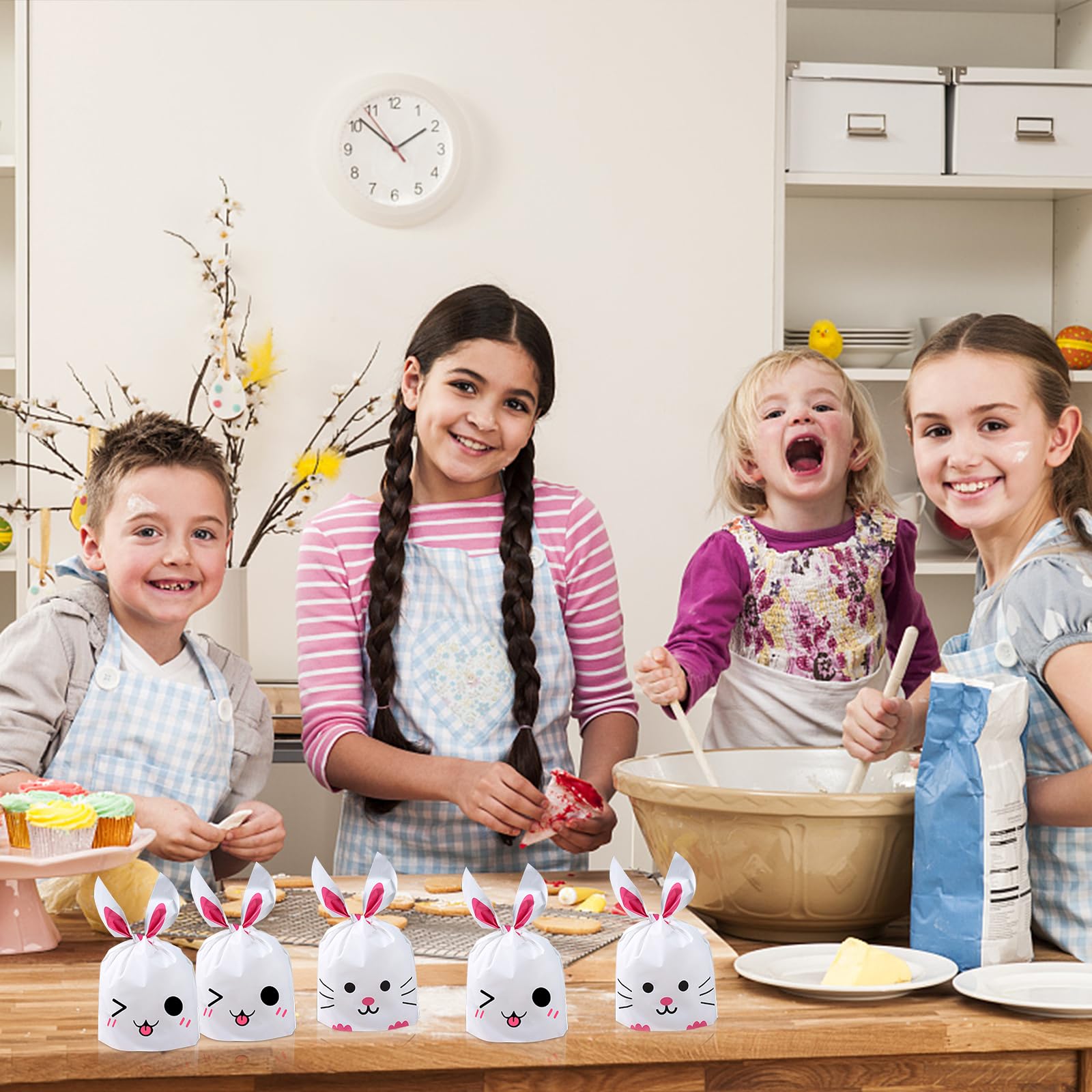 80 Sacs Cadeaux Pâques - Forme Oreilles Lapin - Pour Bonbons, Chocolats & Cadeaux
