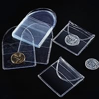 Vista 4 de Fainne 50 fundas de plástico transparente de 2.2 x 2.2 pulgadas, fundas individuales de plástico transparente para coleccionista, funda de plástico