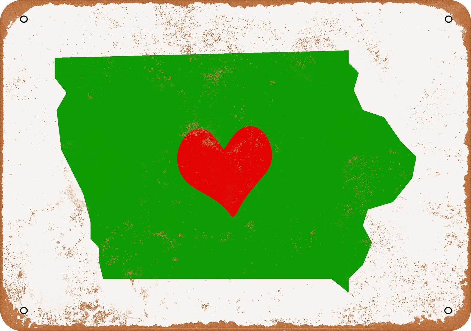 Miaomansenstore Metal Sign - Love Heart Iowa - Vintage Look Home Decor