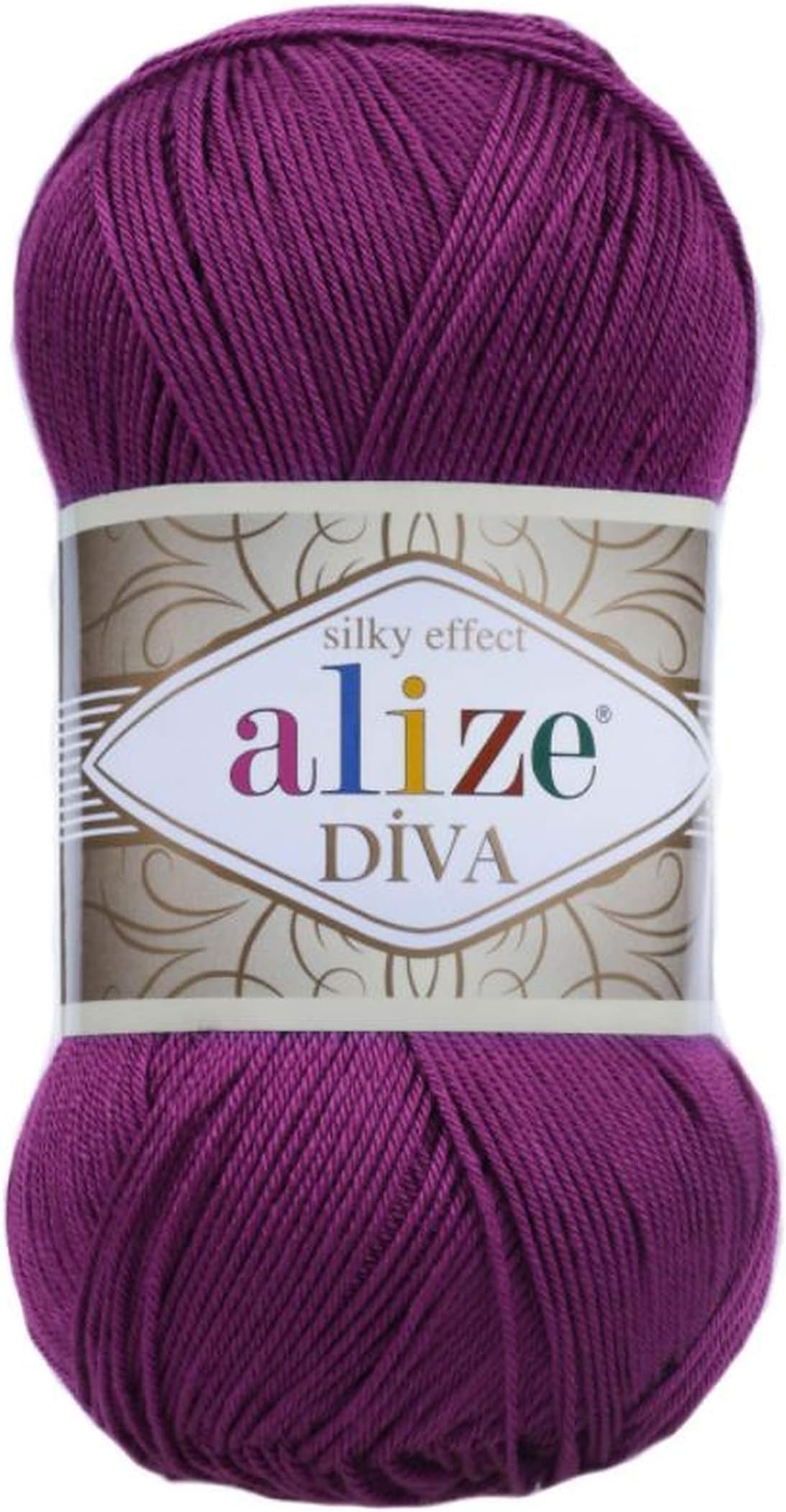 Alize Diva Silk Effect 100% Microfiber Acrylic Sport Yarn 1 Ball skeins 100gr 383yds Color (297 - Plum)