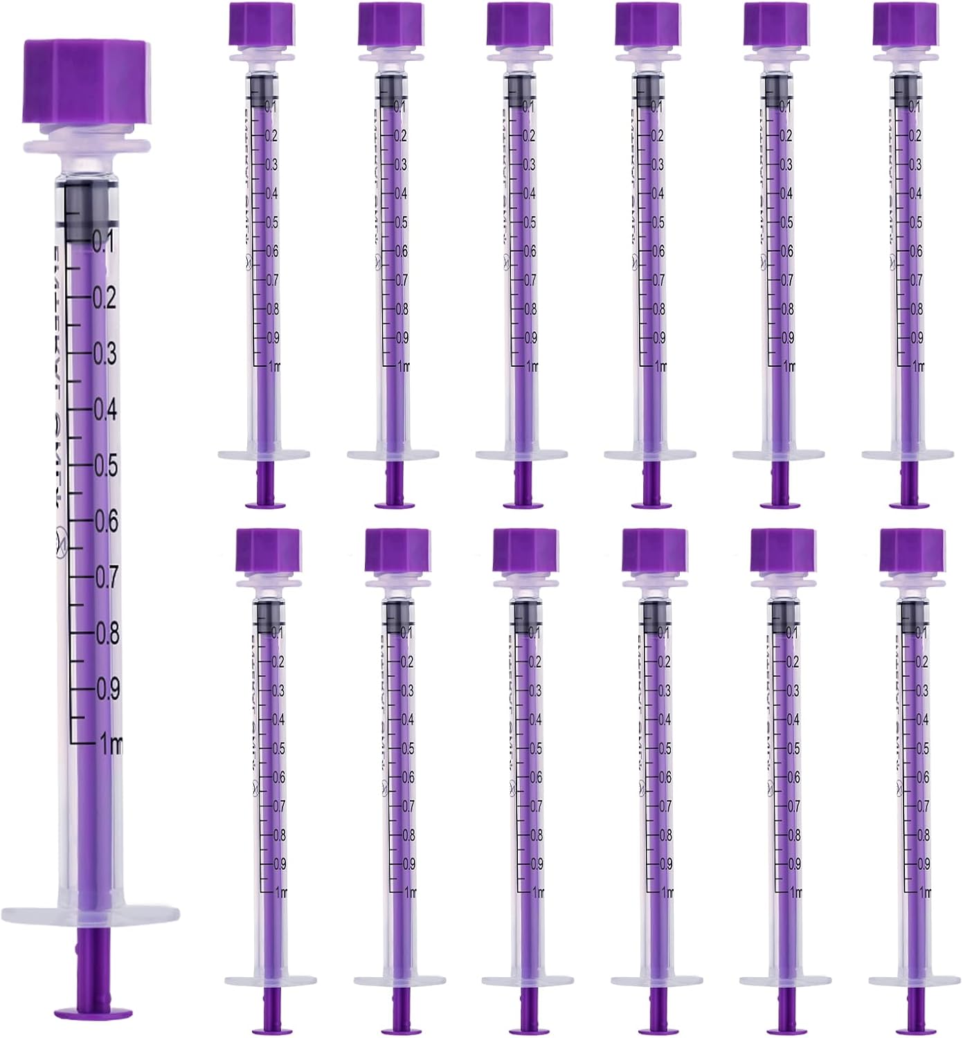 1ml Syringe with Cap, 1cc Plastic Syringes for Liquid, Feeding, Individually Wrapped 20 Pack