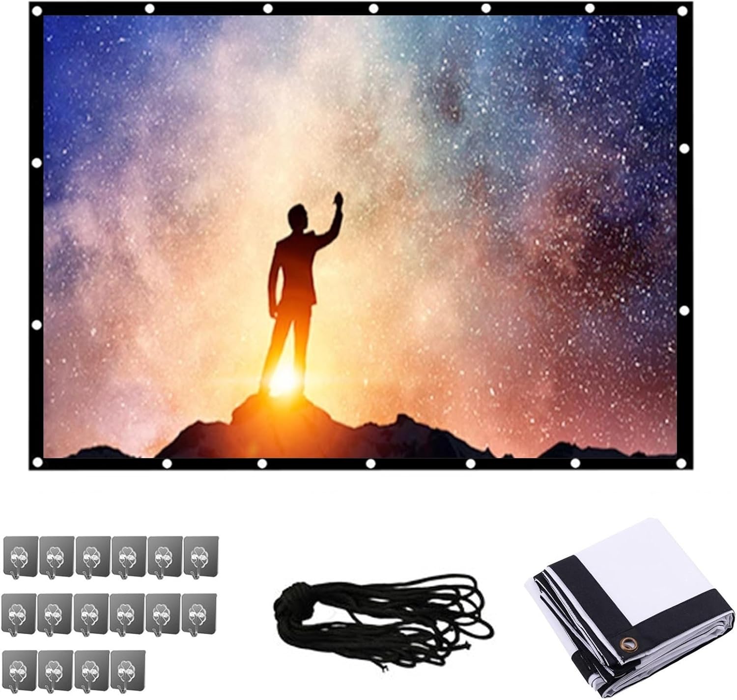 プロジェクター スクリーン 60/72/84/100/120/150/180/200インチ 壁掛け式スクリーン 折りたたみ式 プロジェクター スクリーン 60/72/84/100/120/150/180/200/250インチ サイズ シワなし 画面比率16: