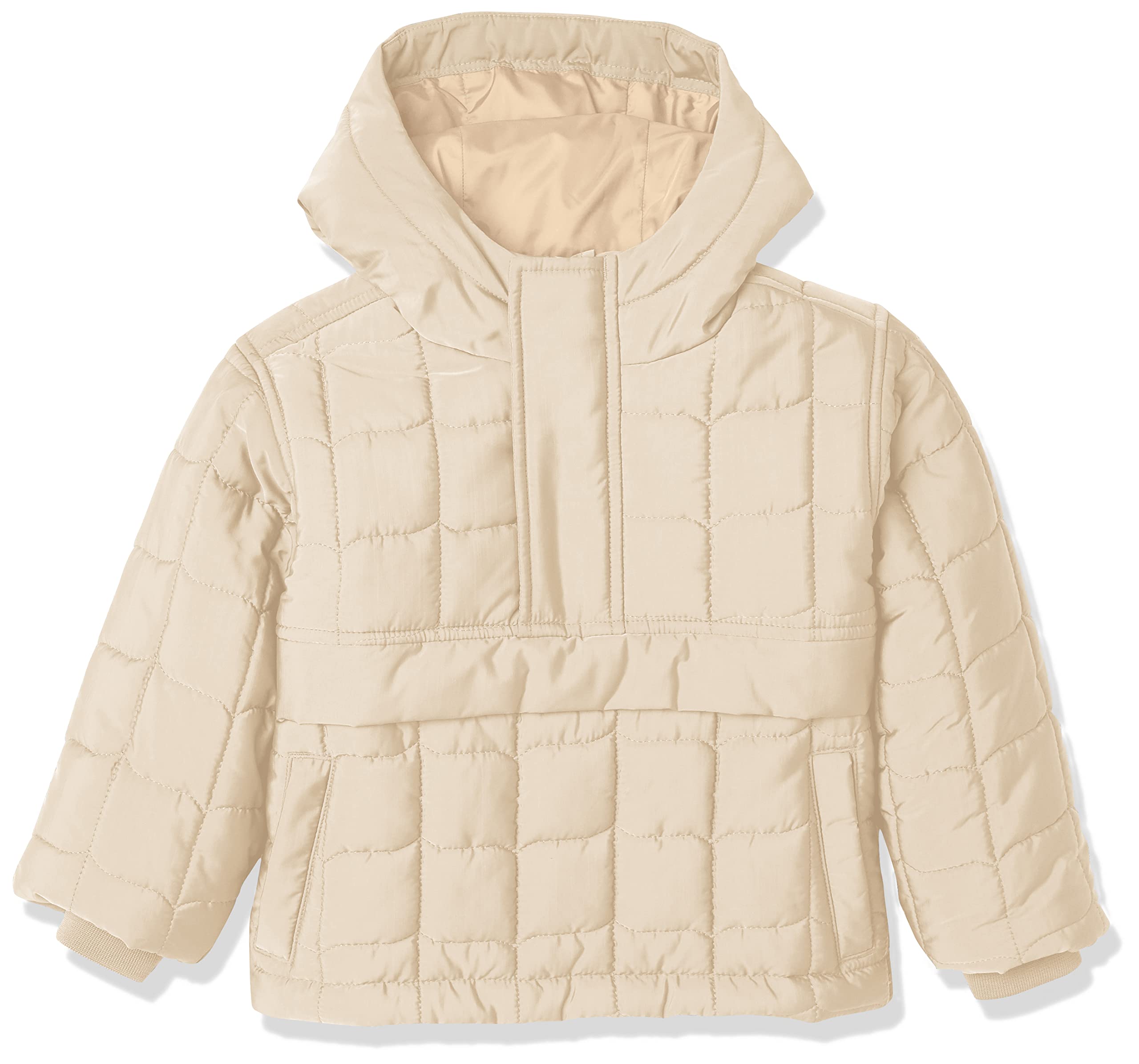 Amazon Essentials Boys' Quilted Pullover Jacket, Tan, Small