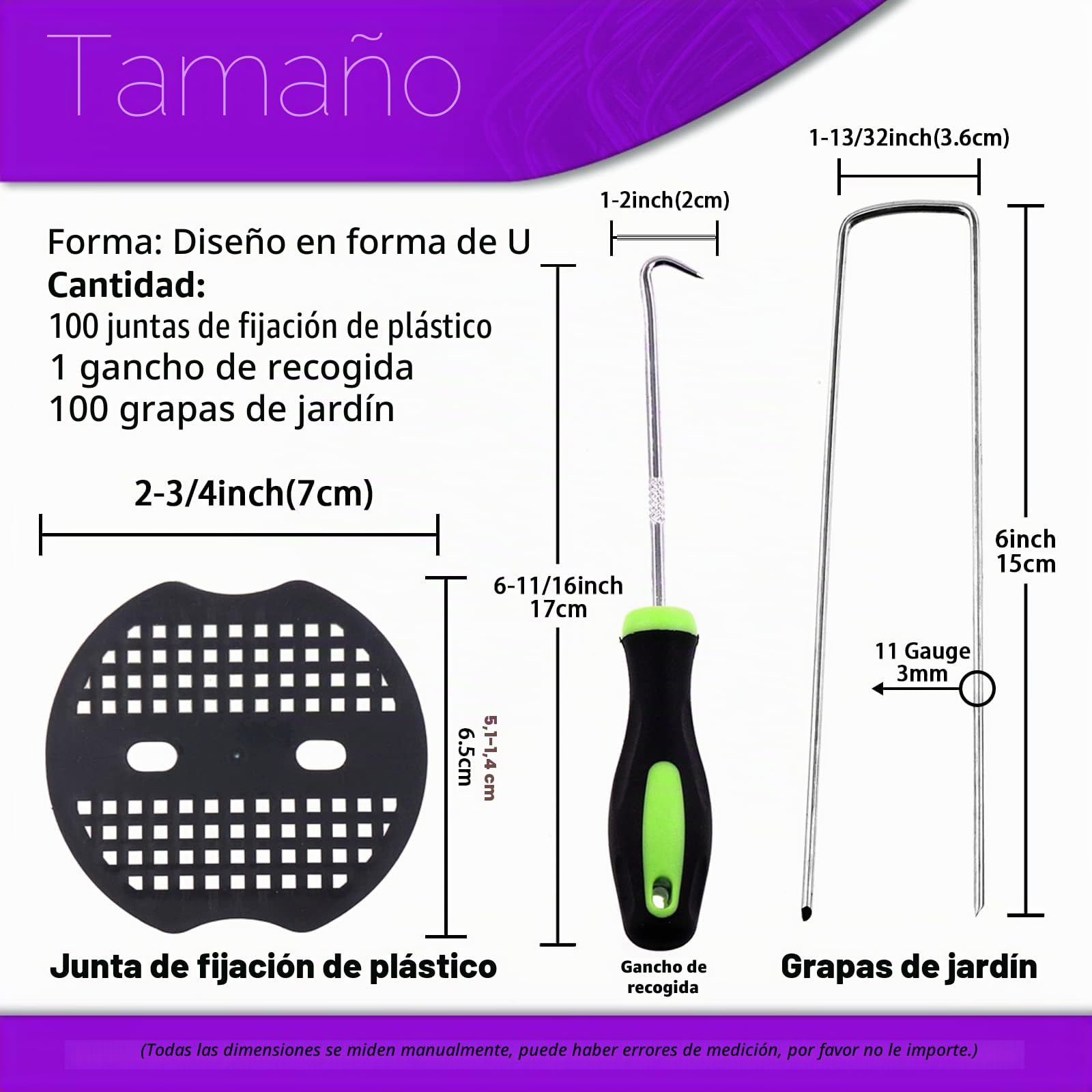 Swpeet 201 Piezas de Picas de jardín en Forma de U para Paisaje y Clavos de fijación de plástico con Gancho para púa, Grapas para Jardines y paisajes para Tubos (201)