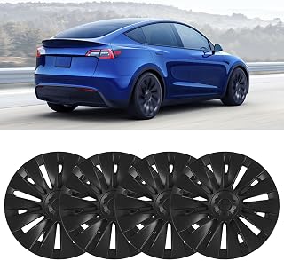 4PCS Tesla Model Y Wheel Cover, 19 Inch Hubcaps, Right Angle Multi Surface Cover, Replacement Hubcaps Exterior Accessories Performance Upgrade for Model Y 2020 to 2023