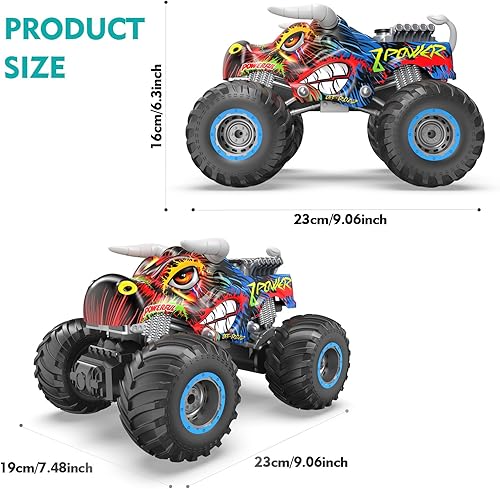 Miniatura 6 de Remote Control Monster Truck, 2.4GHz All Terrain Remote Control Monster Cars, 116 Monster Truck RC Trucks, Remote Monster Car with Spray Music and