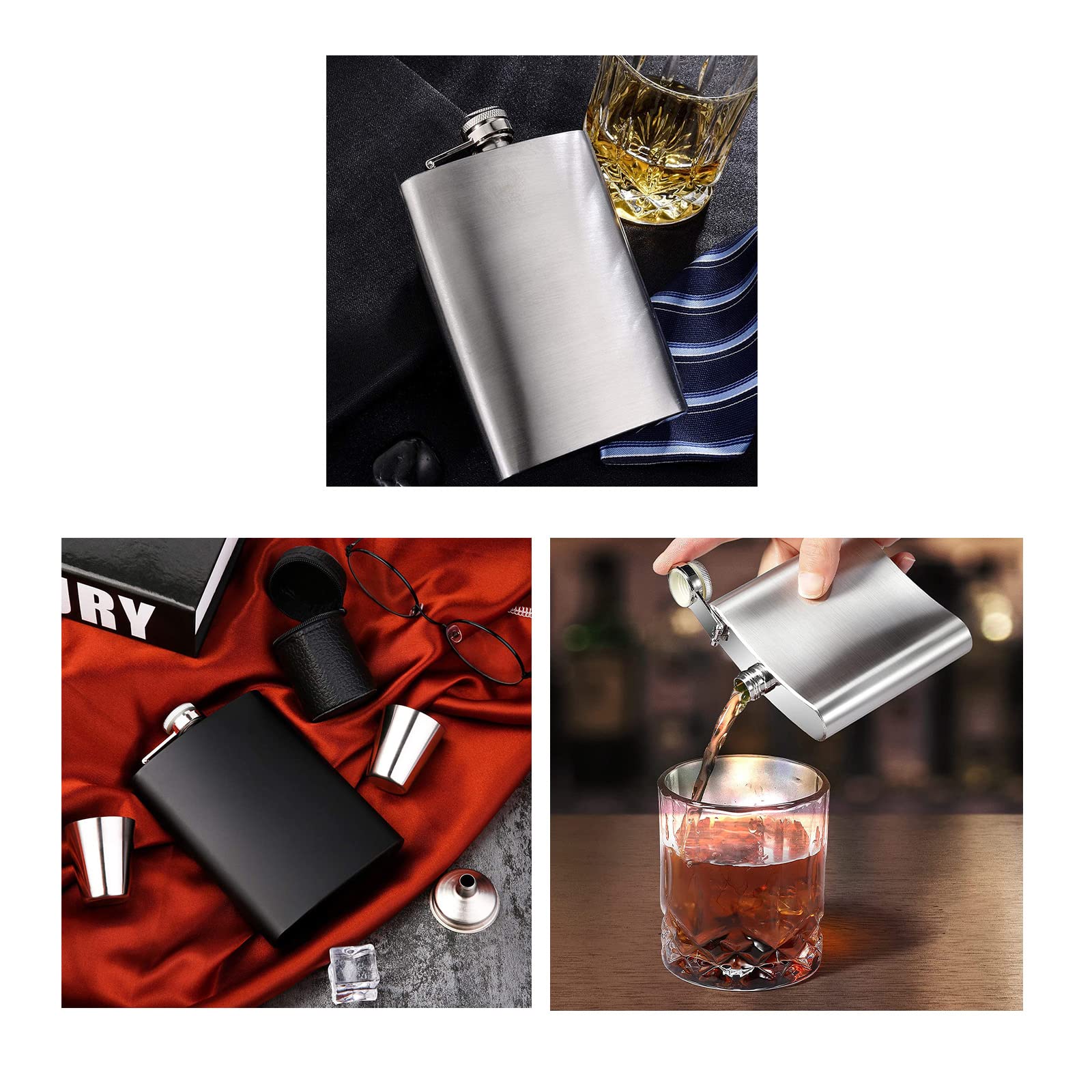Lot de 10 flacons inox 227 ml cadeaux mariage fête 10 entonnoirs personnalisables gravure laser