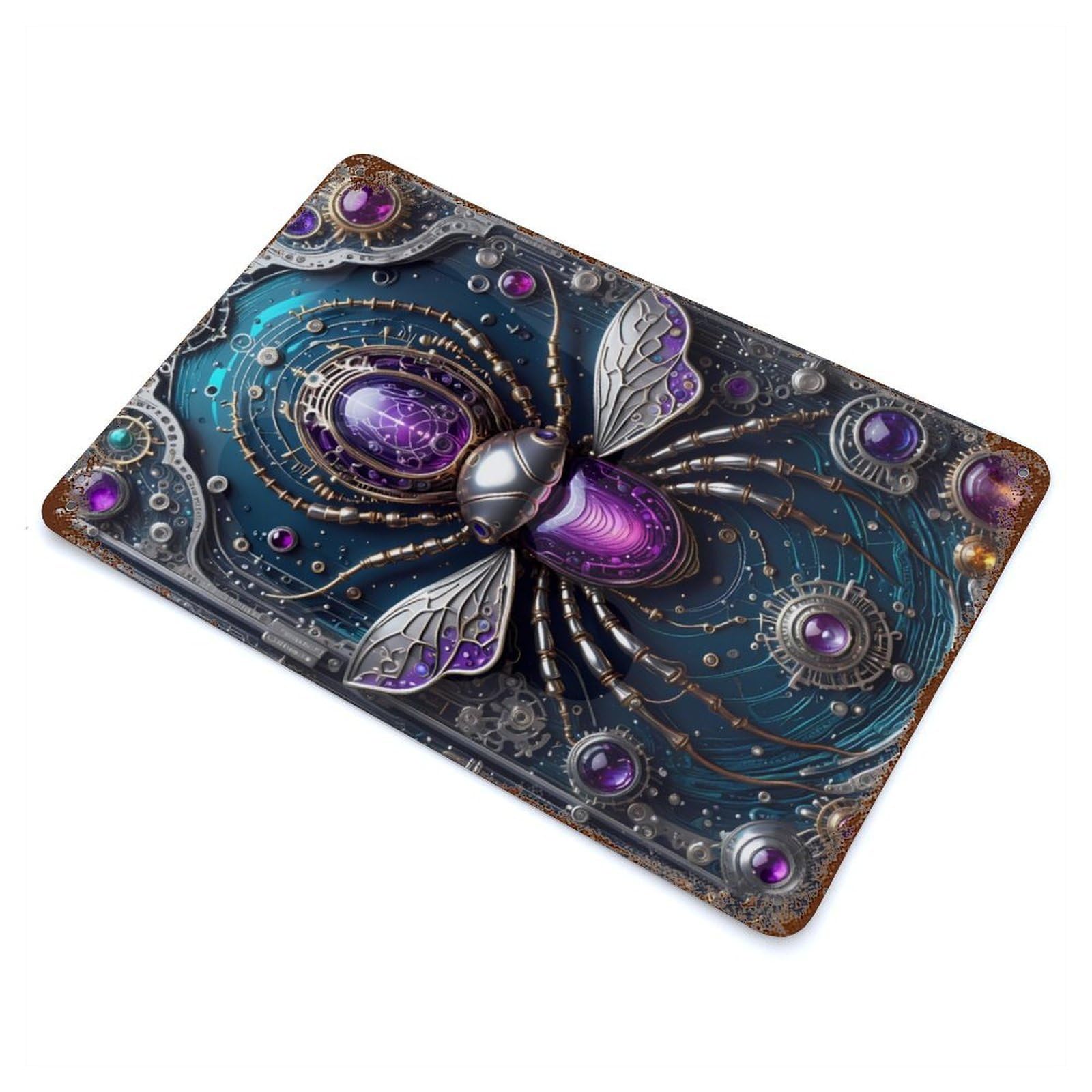 Galactic Beetle Chronicles Aged Metal Wall Plaque 11.8"x7.9", Decorative Metal Wall Art for Garage, Pub Or Kitchen