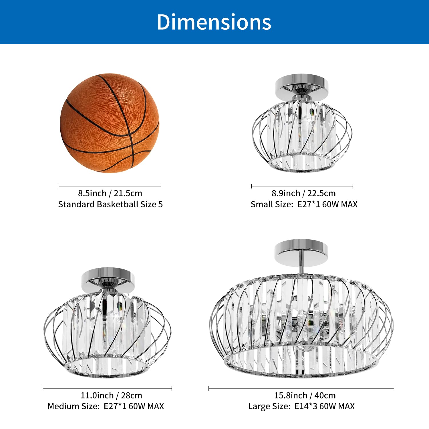 ANWIO Lampadari Cristallo Argento, Plafoniere Soggiorno Argento con 3 Luci, Lampadario a Sospensione Moderno E14, Plafoniere Vetro Per Camera da Letto, Ristorante, 40 CM (Senza Lampadine) Kitchen