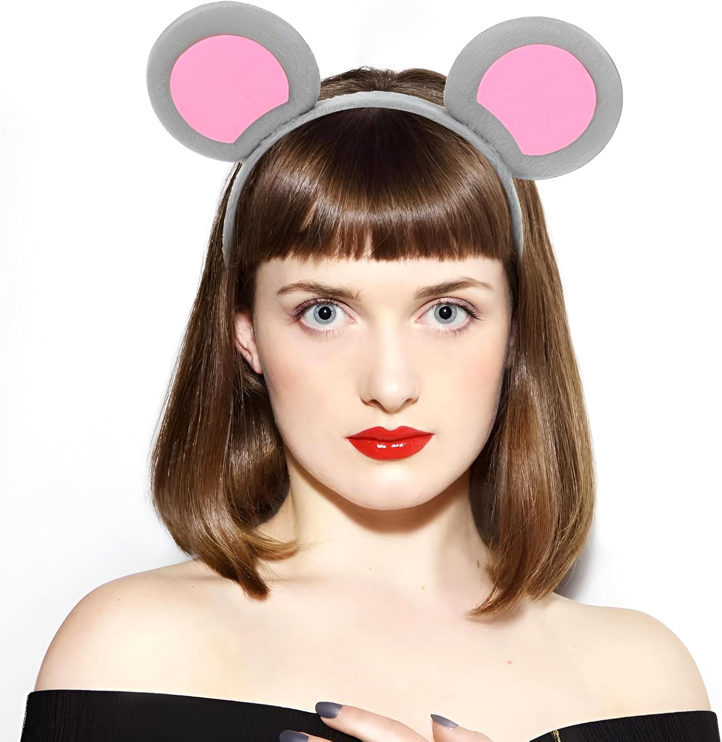 JOYFISCO Mouse Costume Accessory Set Mouse Ears Headband with Tail Nose and Bow Tie for Halloween Cosplay Party Costume - Image 5