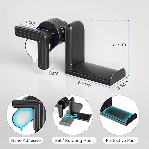 Miniatura 6 de KDD Soporte de auriculares para monitor - Soporte ajustable para auriculares con rotación de 360 grados - Soporte para auriculares para escritorio -